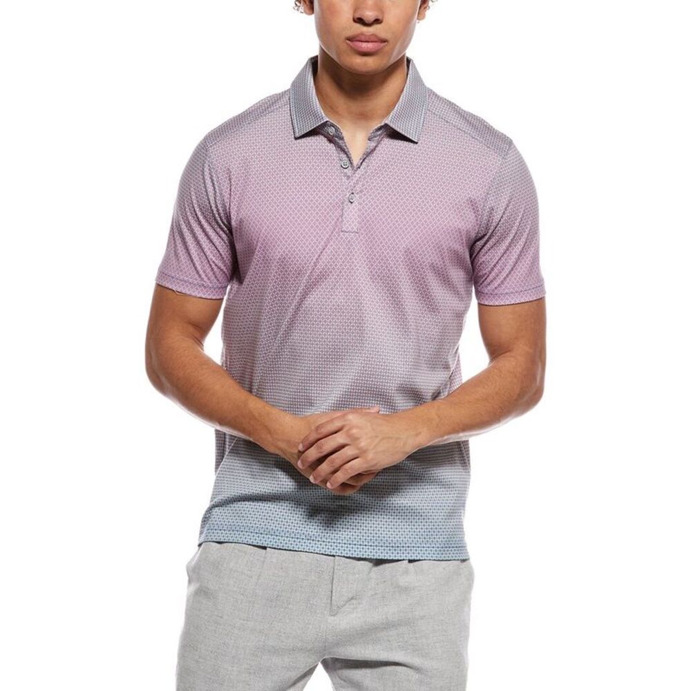 Raffi Mens  Ombre Printed Polo Shirt, Purple